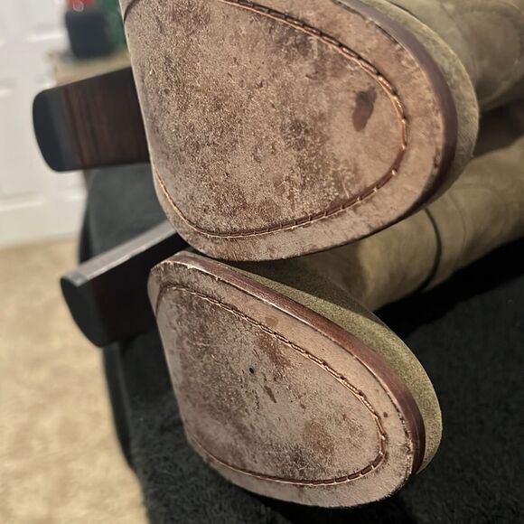 🔥 COACH Beverly Boots Mid Calf Suede Leather 3” Heel Olive Green Sz 8.5B - EUC - Picture 10 of 11
